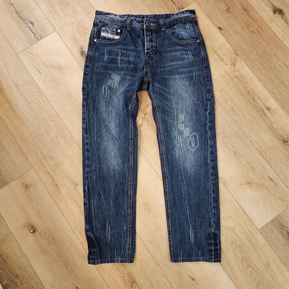 Vintage Y2k Classic Straight Leg Button Fly Reverb Jeans 32x27 Cotton Stripe